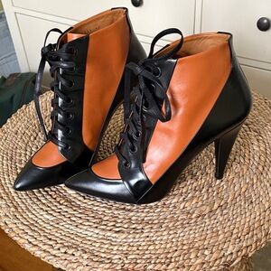 Balenciaga Lace-Up Pointed Toe Heel Booties 40